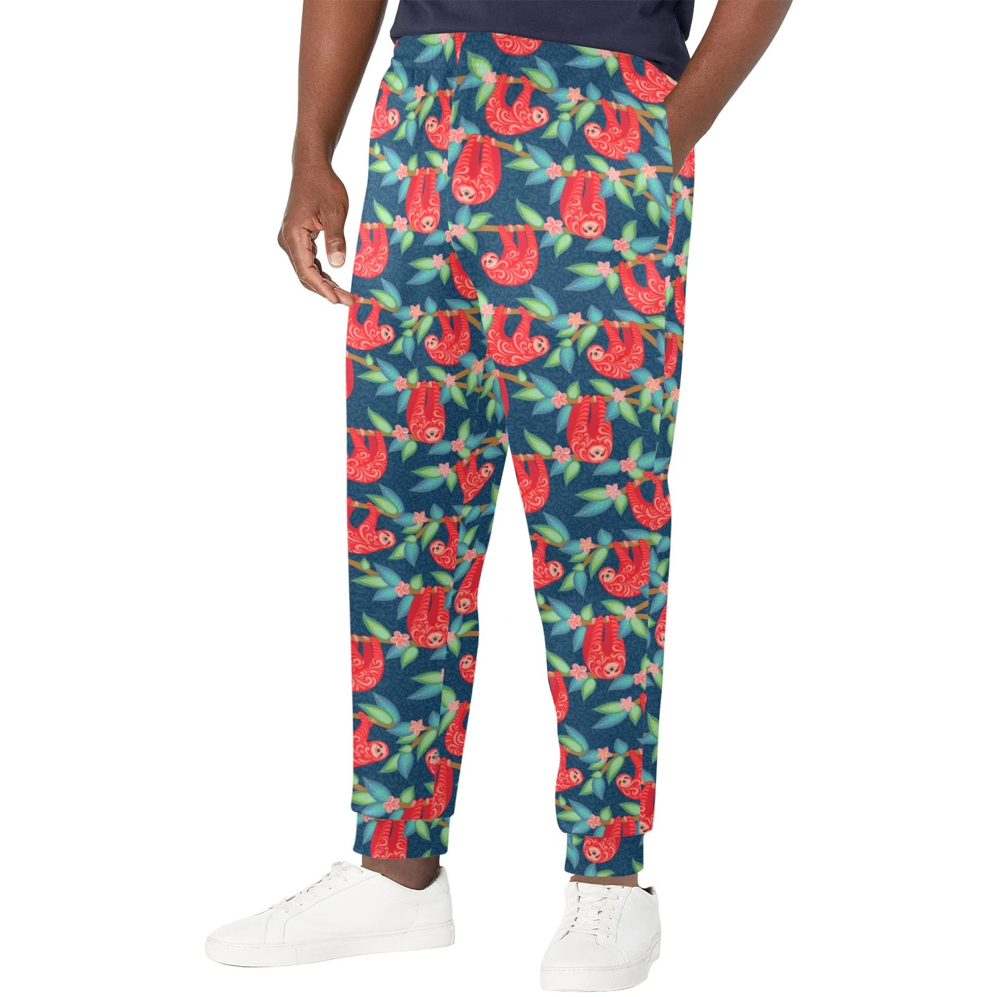 Sloth Red Design Themed Print Men's Casual Track Pants