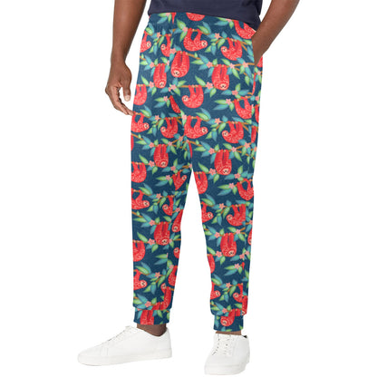 Sloth Red Design Themed Print Men's Casual Track Pants