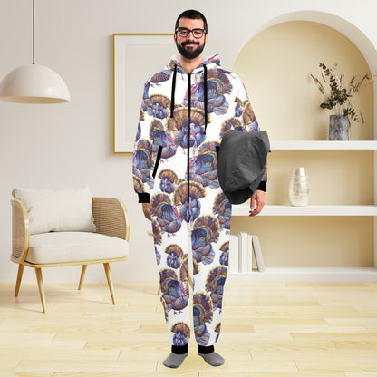 Turkey Pattern Print Design 01 Hooded Fleece Onesie Pajama Jumpsuit