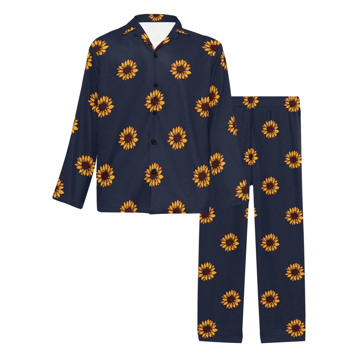 Sunflower Print Design LKS304 Men's Long Pajama Set