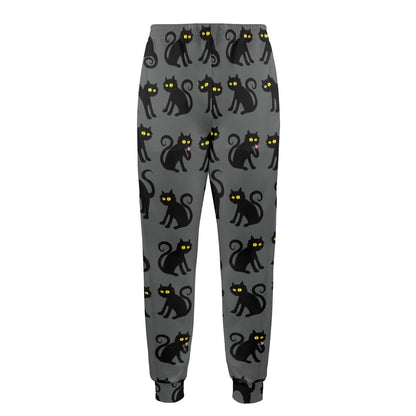 Black Cat Cute Print Pattern Men's Casual Track Pants