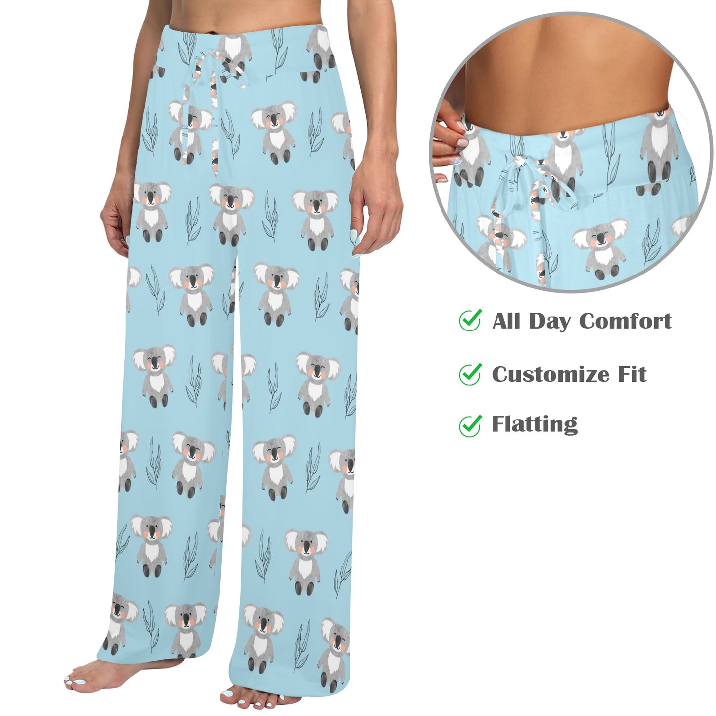 Koala Pattern Print Design 01 Women's Wide Leg Lounge Pants