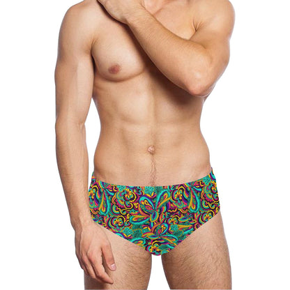 Psychedelic Trippy Floral Design Men's Swimming Briefs