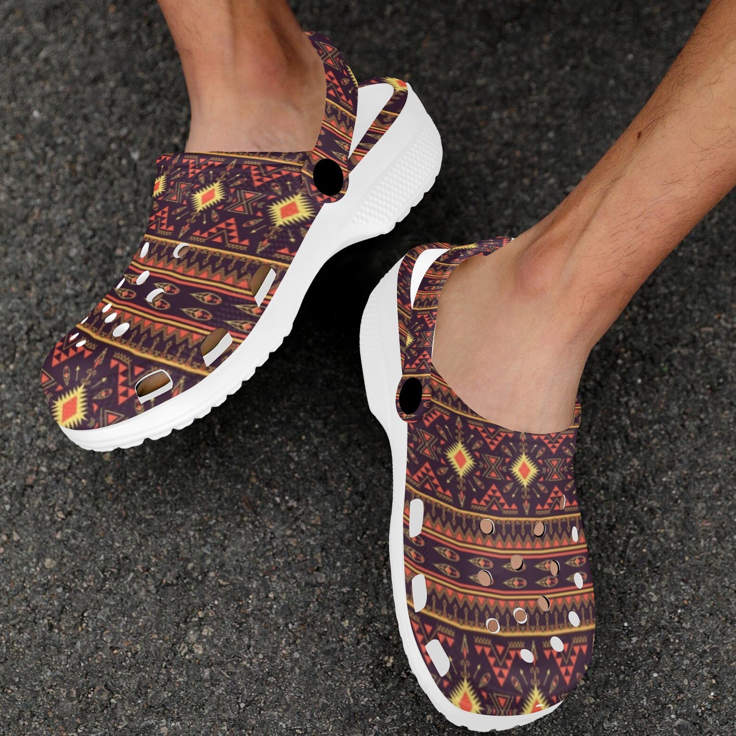 Southwest Ethnic Design Themed Print Unisex Clogs Shoes
