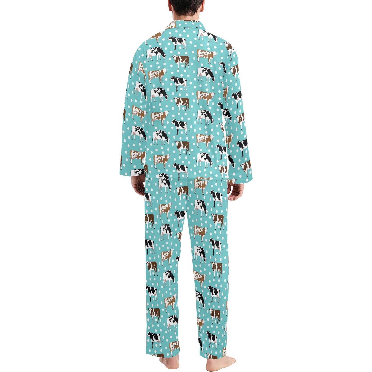 Cattle Print Design LKS405 Men's Long Pajama Set