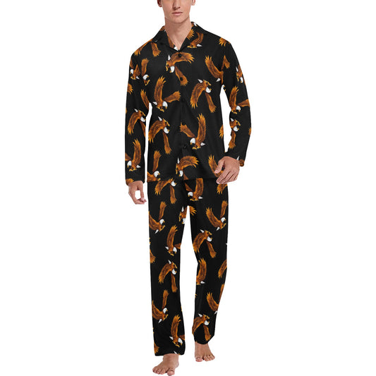 Eagles Print Pattern Men's Long Pajama Set