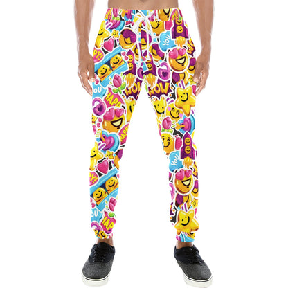 Emoji Sticker Print Pattern Men's Sweatpants