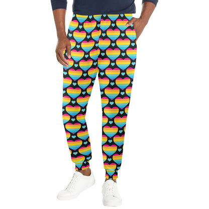 Rainbow Heart Print Pattern Men's Casual Track Pants