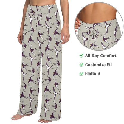 Swallow Bird Pattern Print Design 03 Women's Wide Leg Lounge Pants