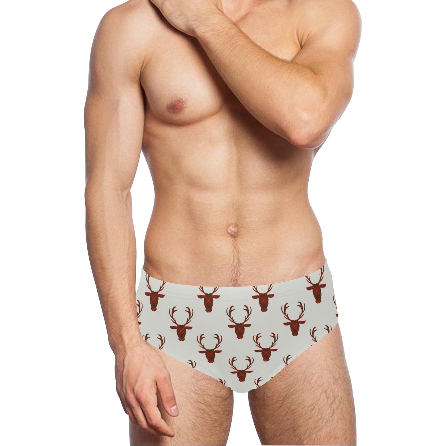 Deer tartan Design Print Pattern JJ073 Men's Swimming Briefs
