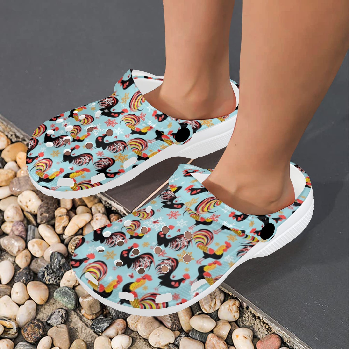 Rooster Themed Design Unisex Clogs Shoes