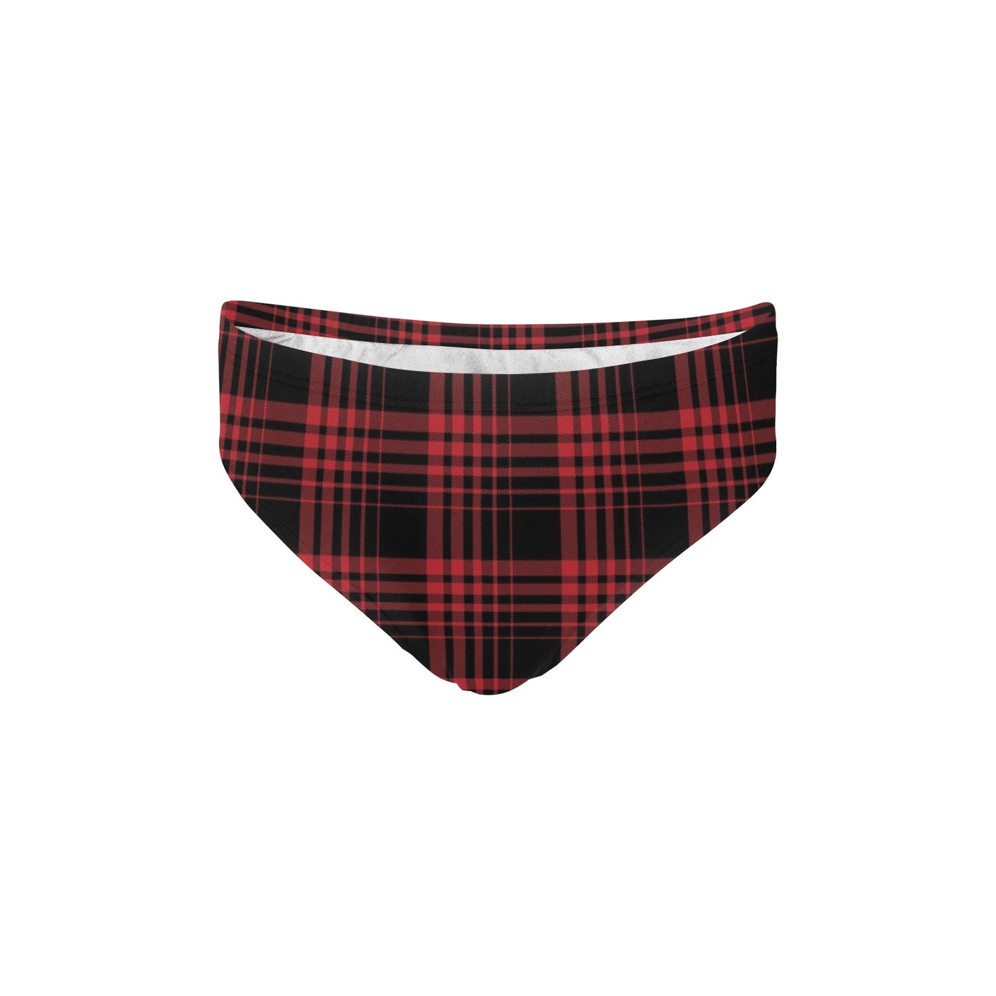 Tartan Red Black Print Design LKS303 Men's Swimming Briefs