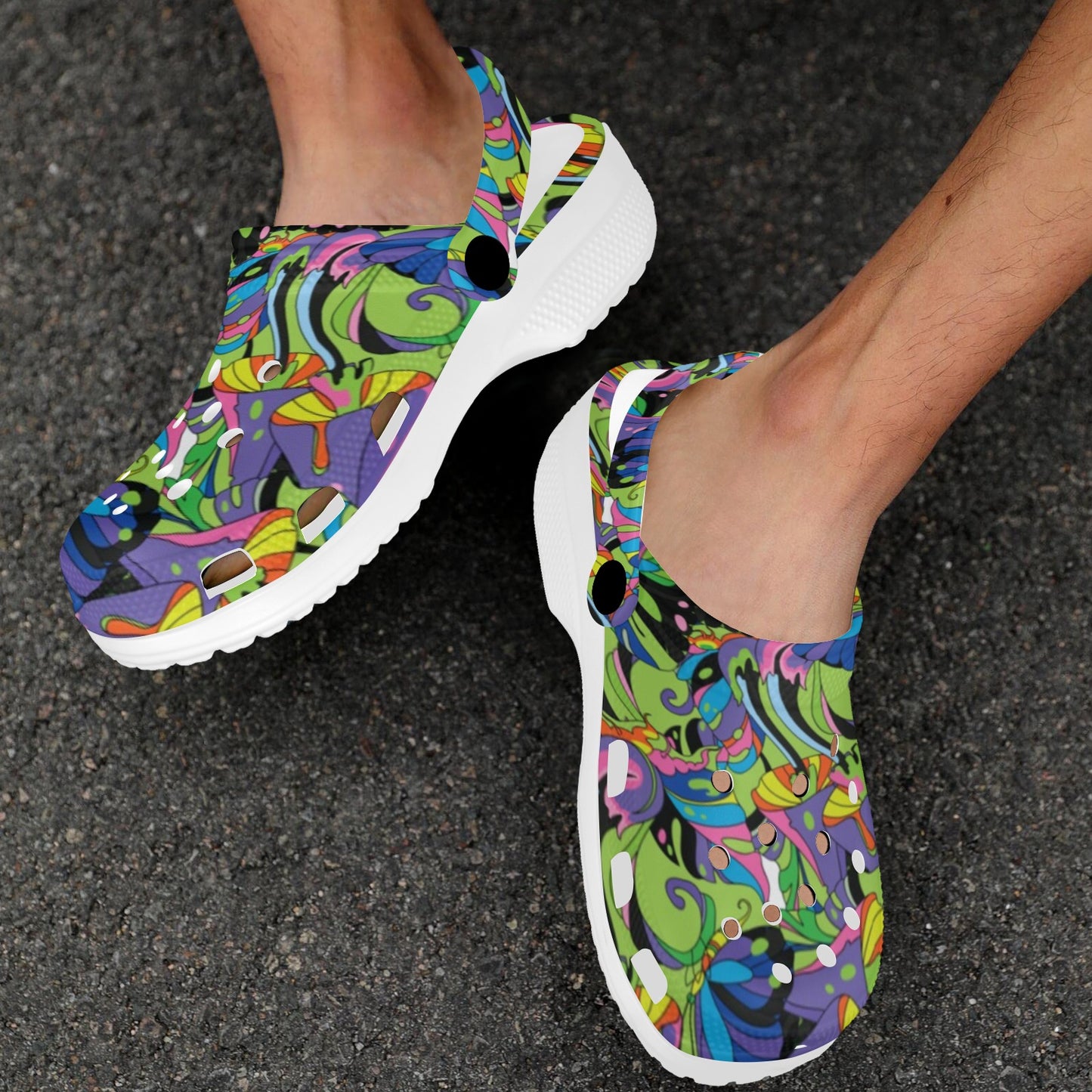 Psychedelic Trippy Mushroom Themed Unisex Clogs Shoes