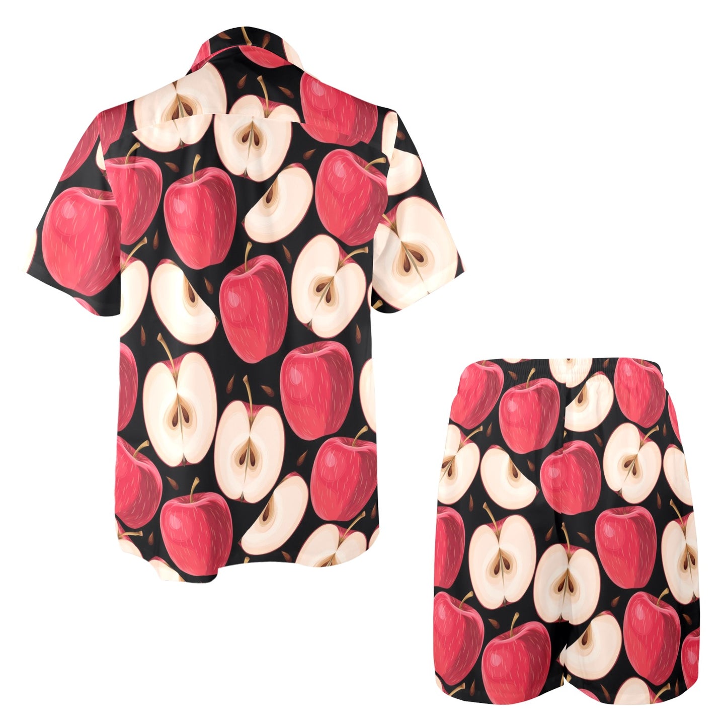 Apple Pattern Print Design AP02 Men's Beach Shirt and Shorts Set