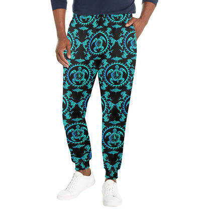 turquoise Tribal Sea Turtle Hawaiian Men's Casual Track Pants