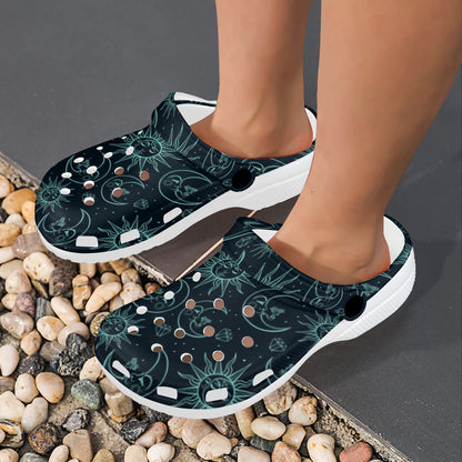 Sun Moon Magic Design Themed Print Unisex Clogs Shoes