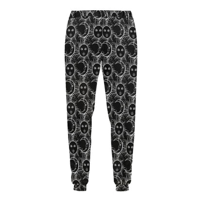Sun Moon White Design Themed Print Men's Sweatpants