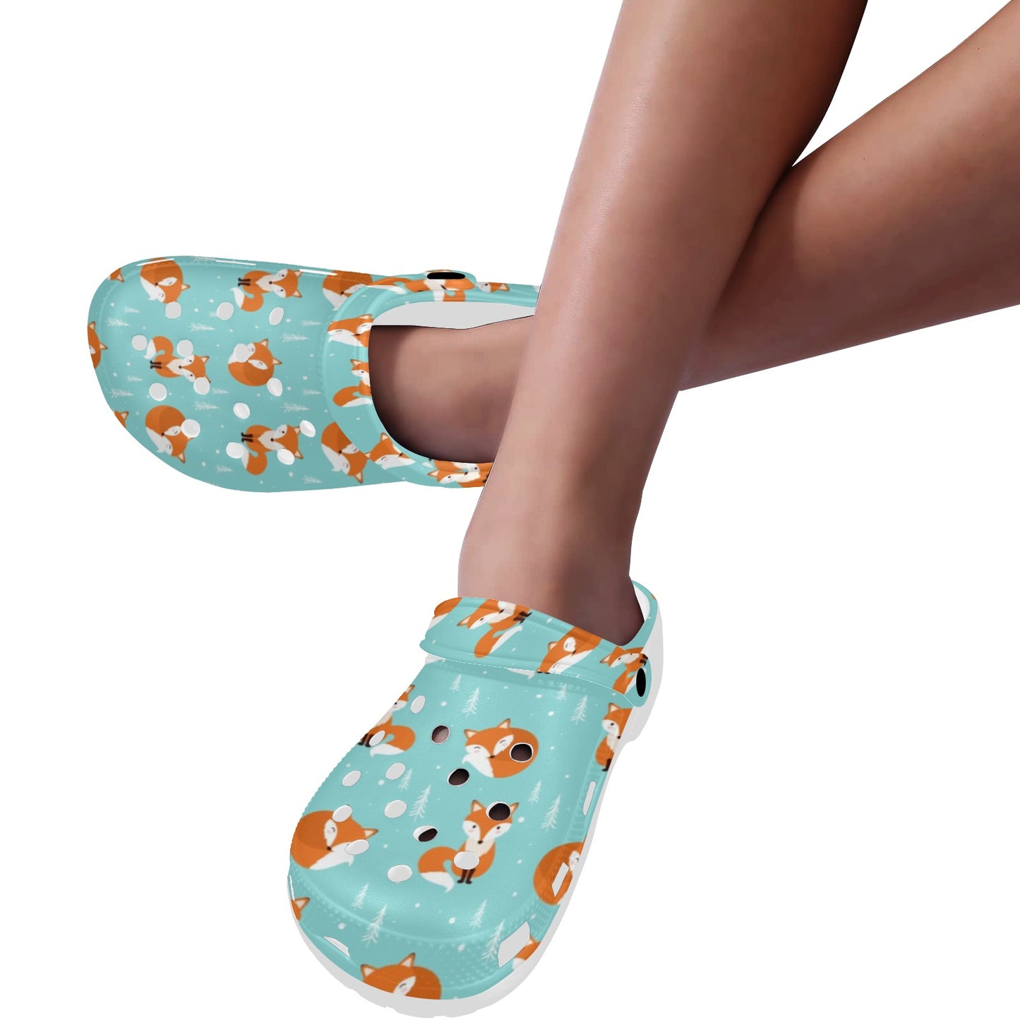 Fox Design Snow Print Pattern Unisex Clogs Shoes