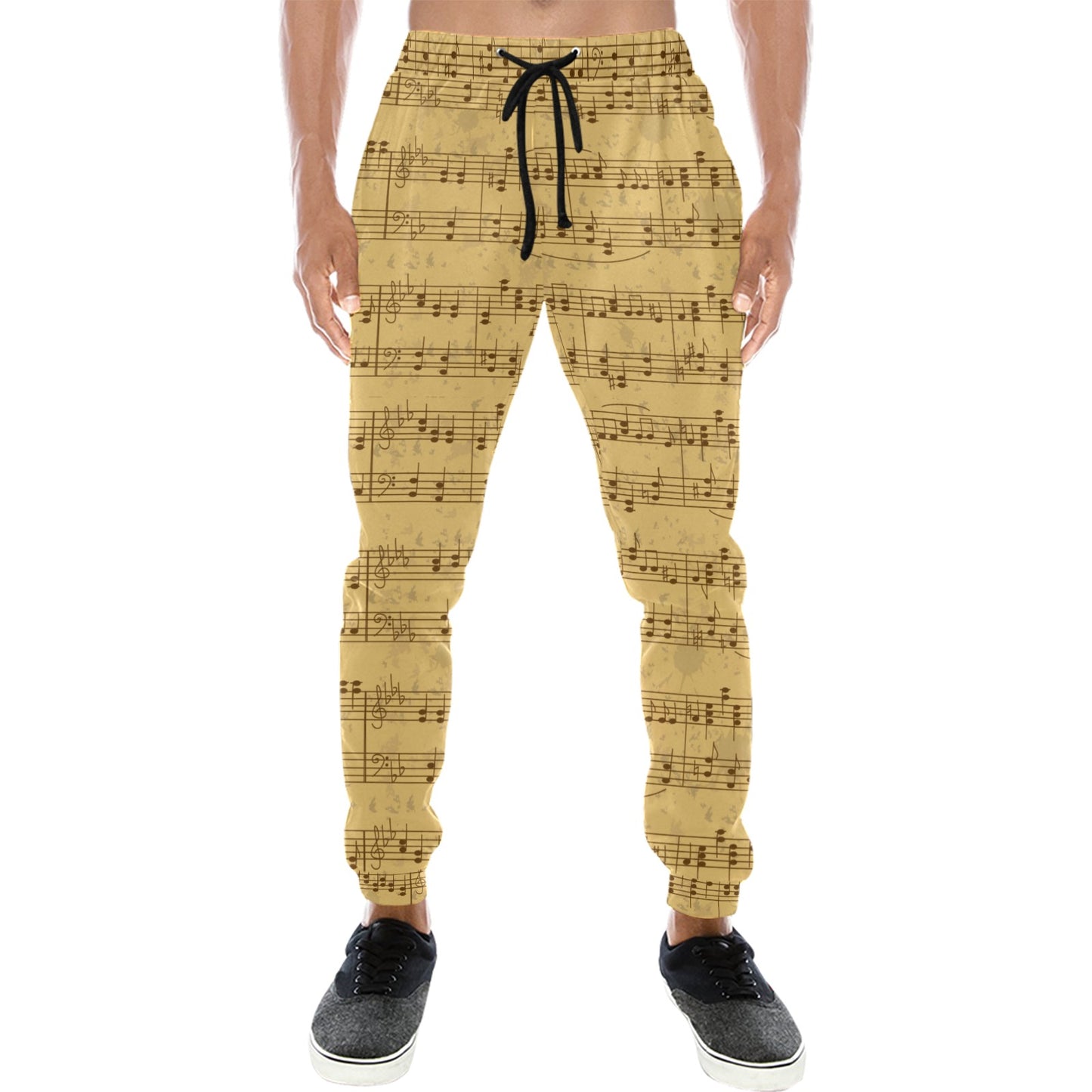 Music Note Vintage Themed Print Men's Sweatpants