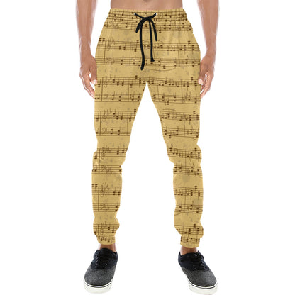 Music Note Vintage Themed Print Men's Sweatpants