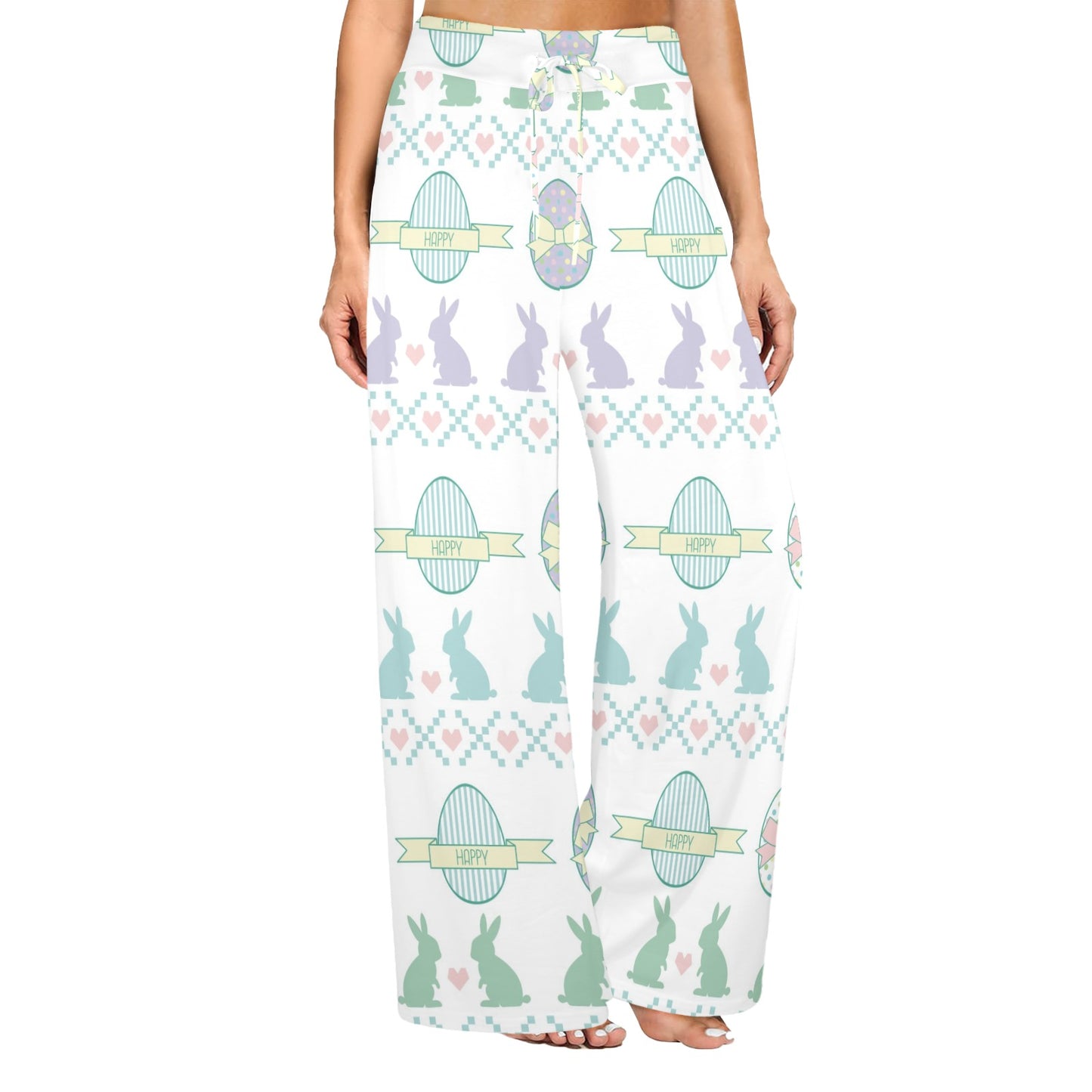 Easter rabbit Design Print Pattern JJ0162 Women's Wide Leg Lounge Pants