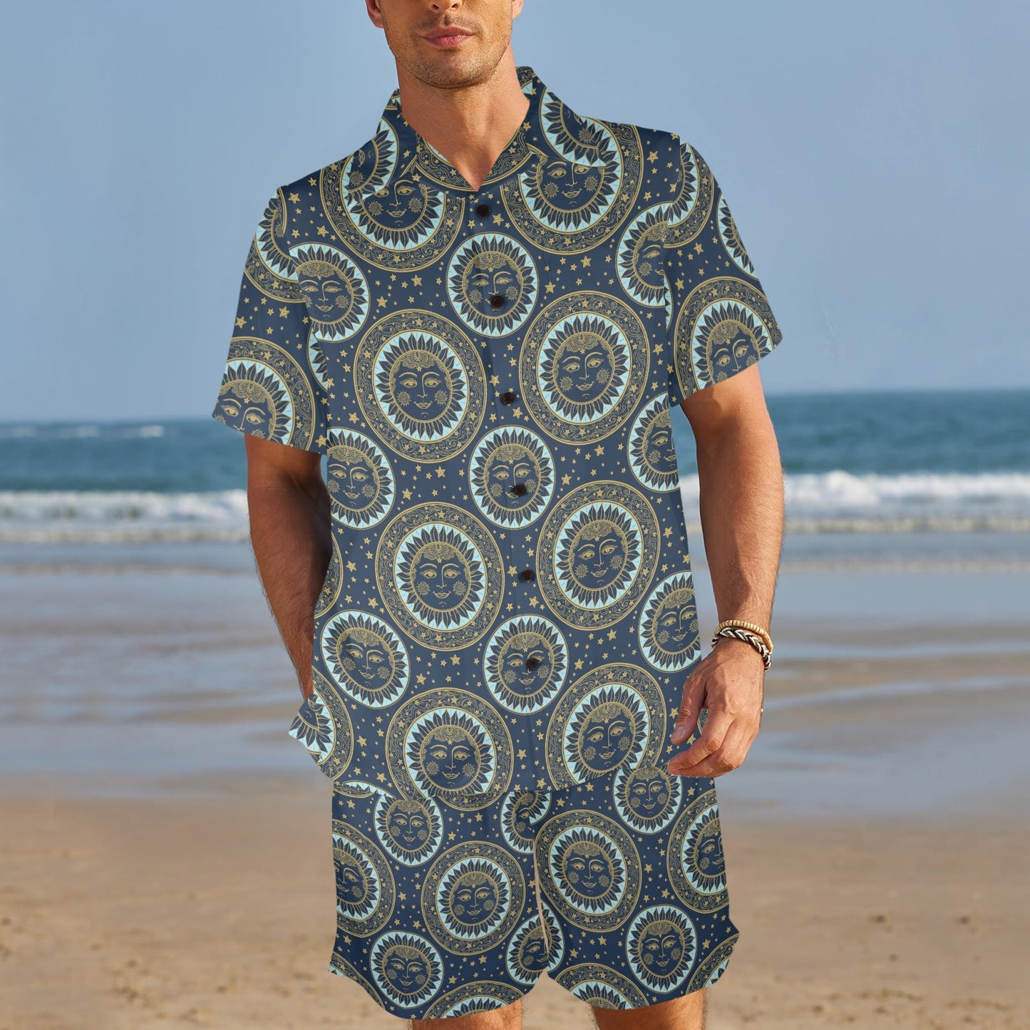 Boho Sun Dream Men's Beach Shirt and Shorts Set