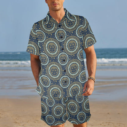 Boho Sun Dream Men's Beach Shirt and Shorts Set