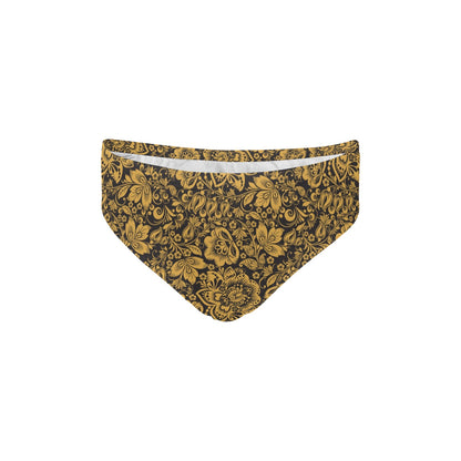 Brocade Gold Pattern Print Design 01 Men's Swimming Briefs