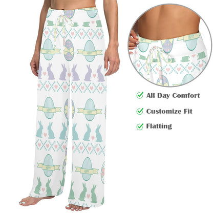 Easter rabbit Design Print Pattern JJ0162 Women's Wide Leg Lounge Pants