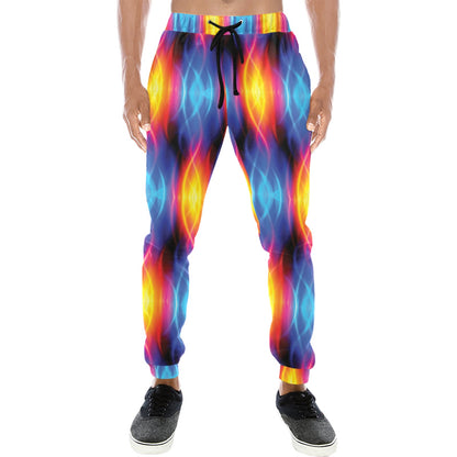 Flame Fire Blue Design Print Men's Sweatpants