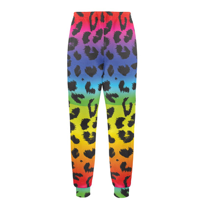Rainbow Leopard Pattern Print Design A01 Men's Casual Track Pants