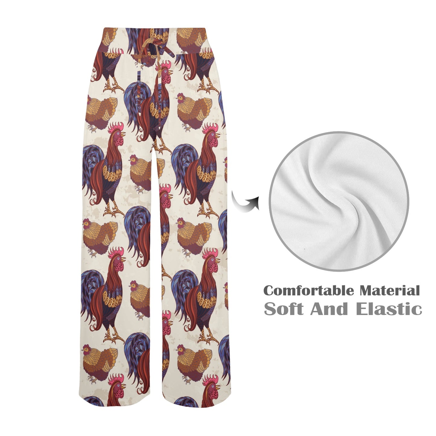 Rooster Pattern Print Design A03 Women's Wide Leg Lounge Pants
