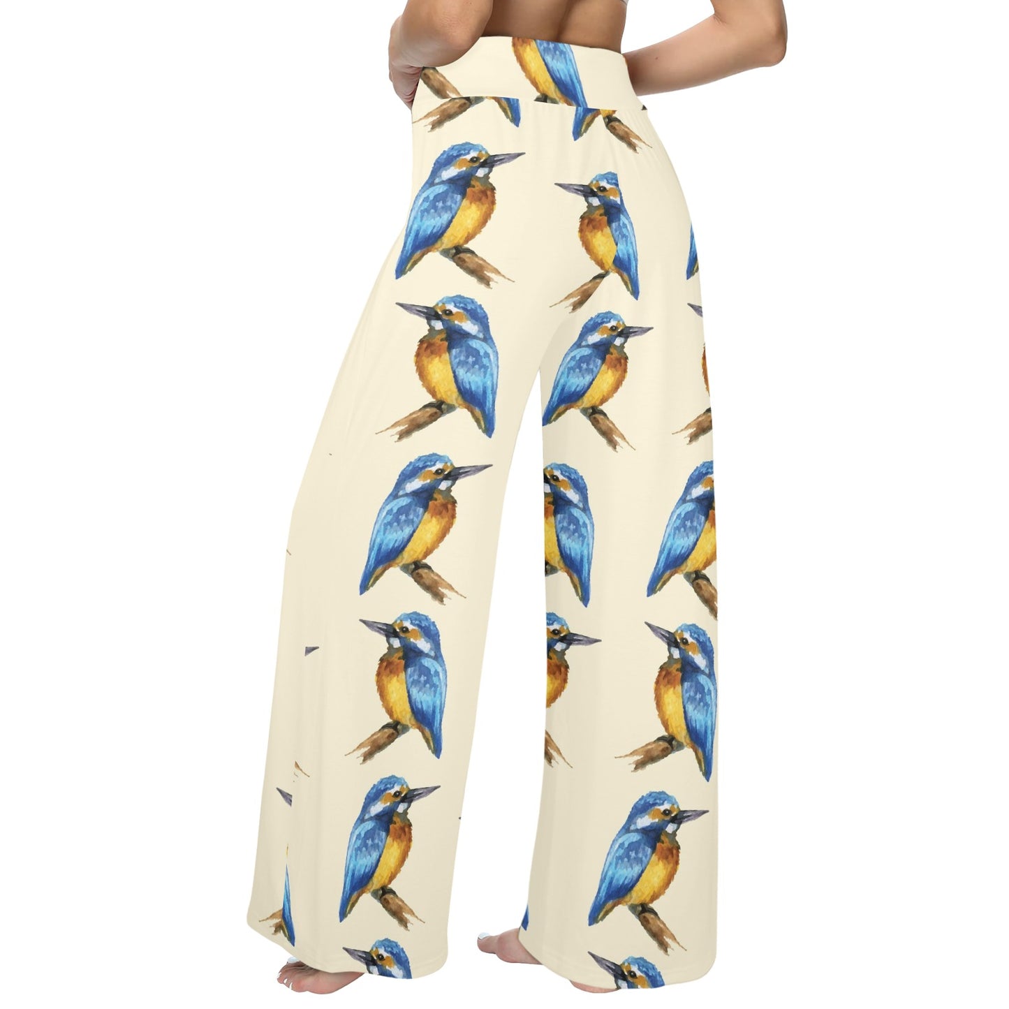 Kingfisher Pattern Print Design 01 Women's Wide Leg Lounge Pants
