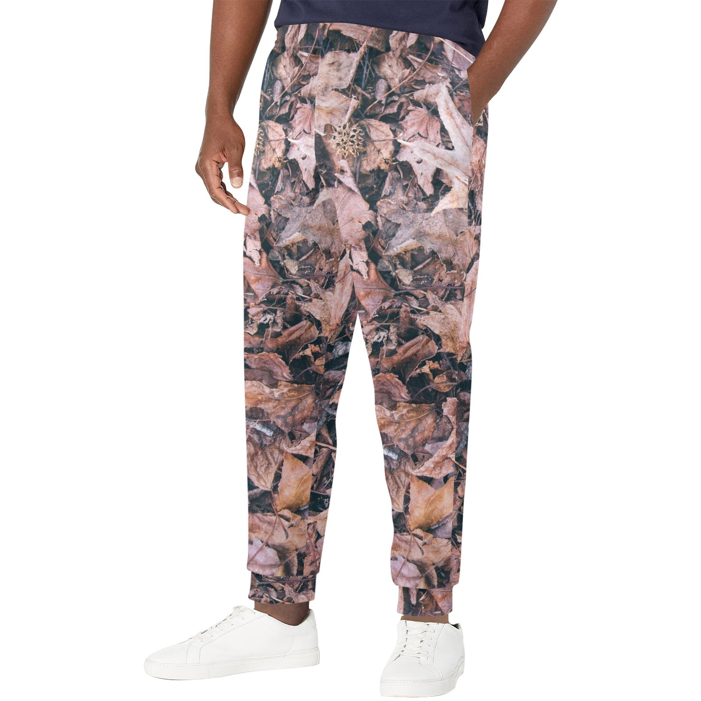 Camouflage Realistic Tree Leaf Print Men's Casual Track Pants