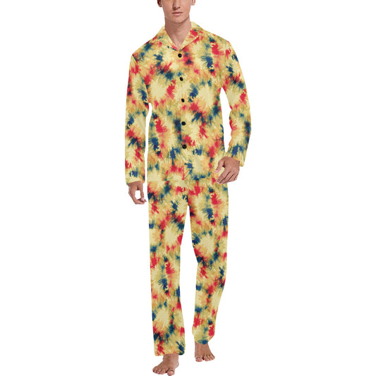 Tie Dye Print Design LKS302 Men's Long Pajama Set