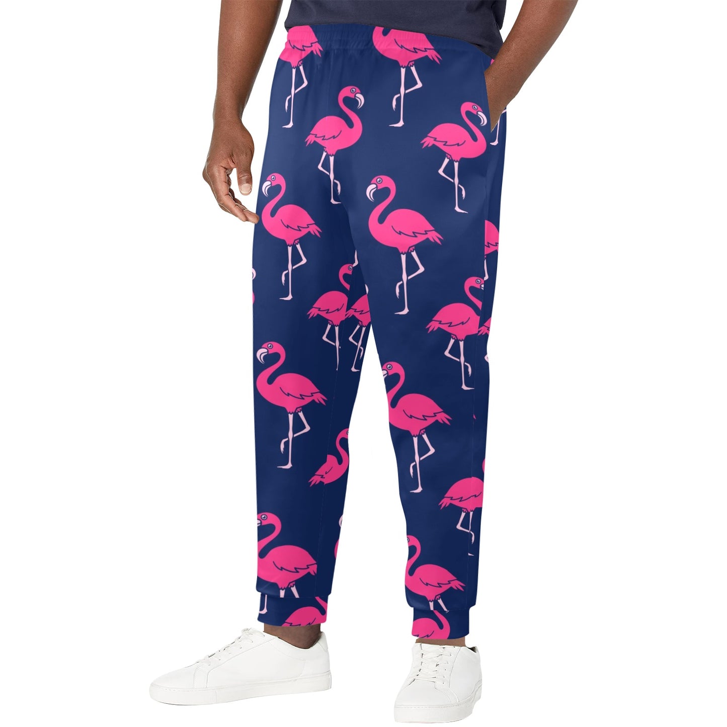 Pink Flamingo Pattern Men's Casual Track Pants