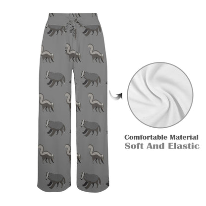 Skunk Print Design LKS301 Women's Wide Leg Lounge Pants