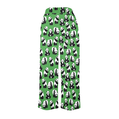 Panda Bear Pattern Themed Print Women's Wide Leg Lounge Pants