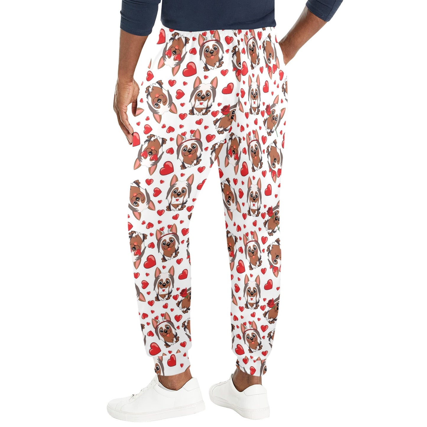 Silky Terriers Heart Print Design LKS302 Men's Casual Track Pants