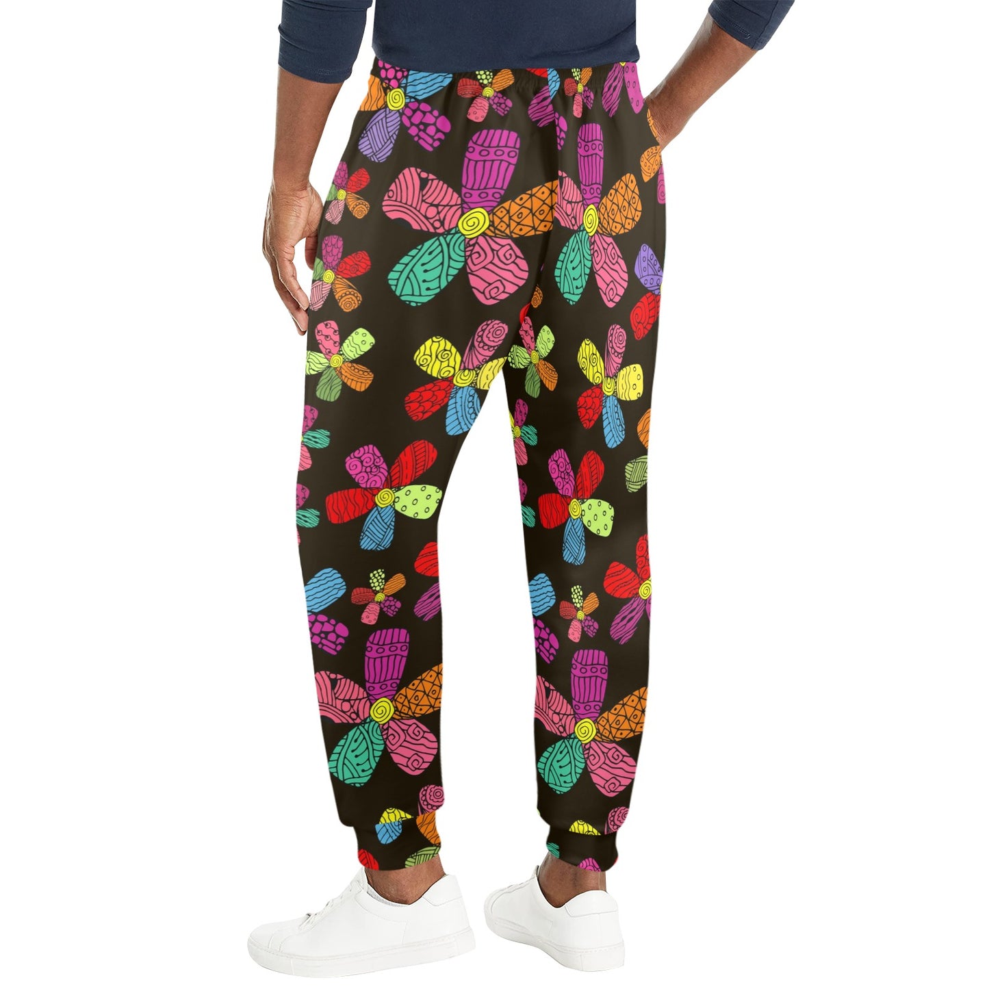 Flower Power Colorful Print Pattern Men's Casual Track Pants