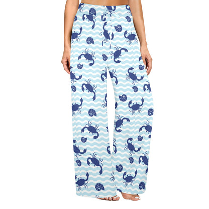 Crab Pattern Print Design 04 Women's Wide Leg Lounge Pants