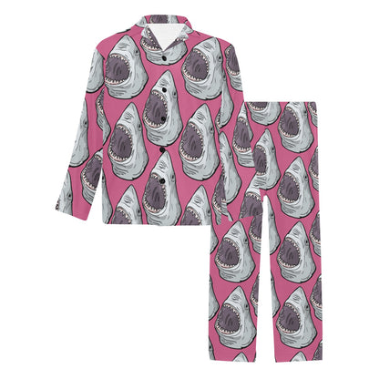 Great White Shark Pattern Print Design 01 Men's Long Pajama Set