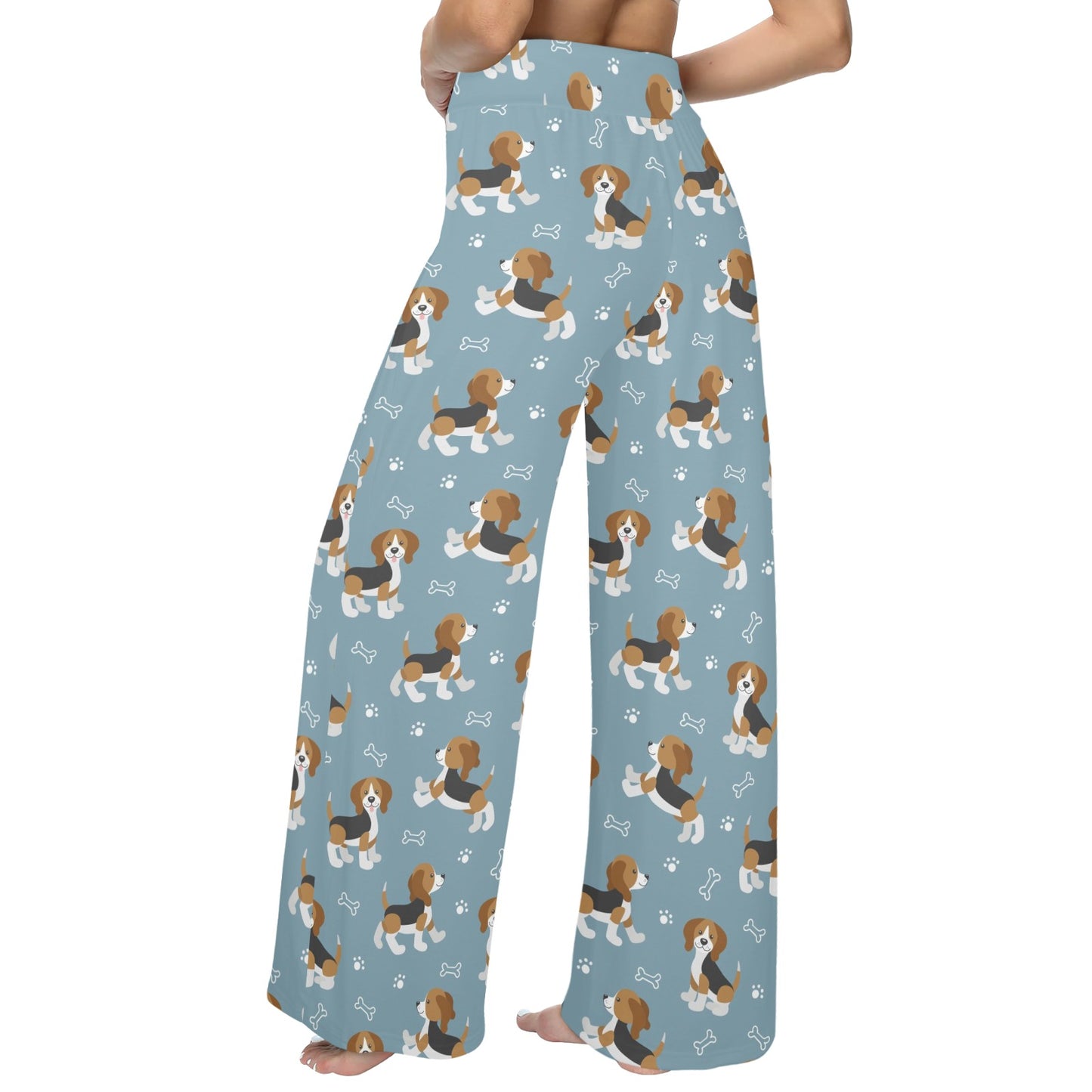 Beagle Pattern Print Design 02 Women's Wide Leg Lounge Pants