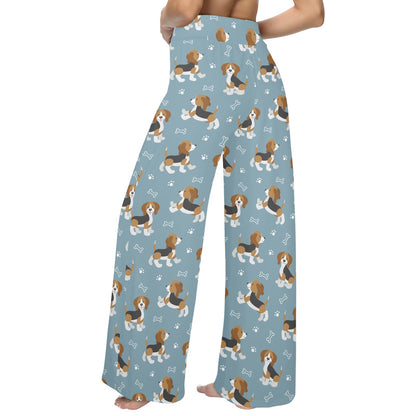 Beagle Pattern Print Design 02 Women's Wide Leg Lounge Pants