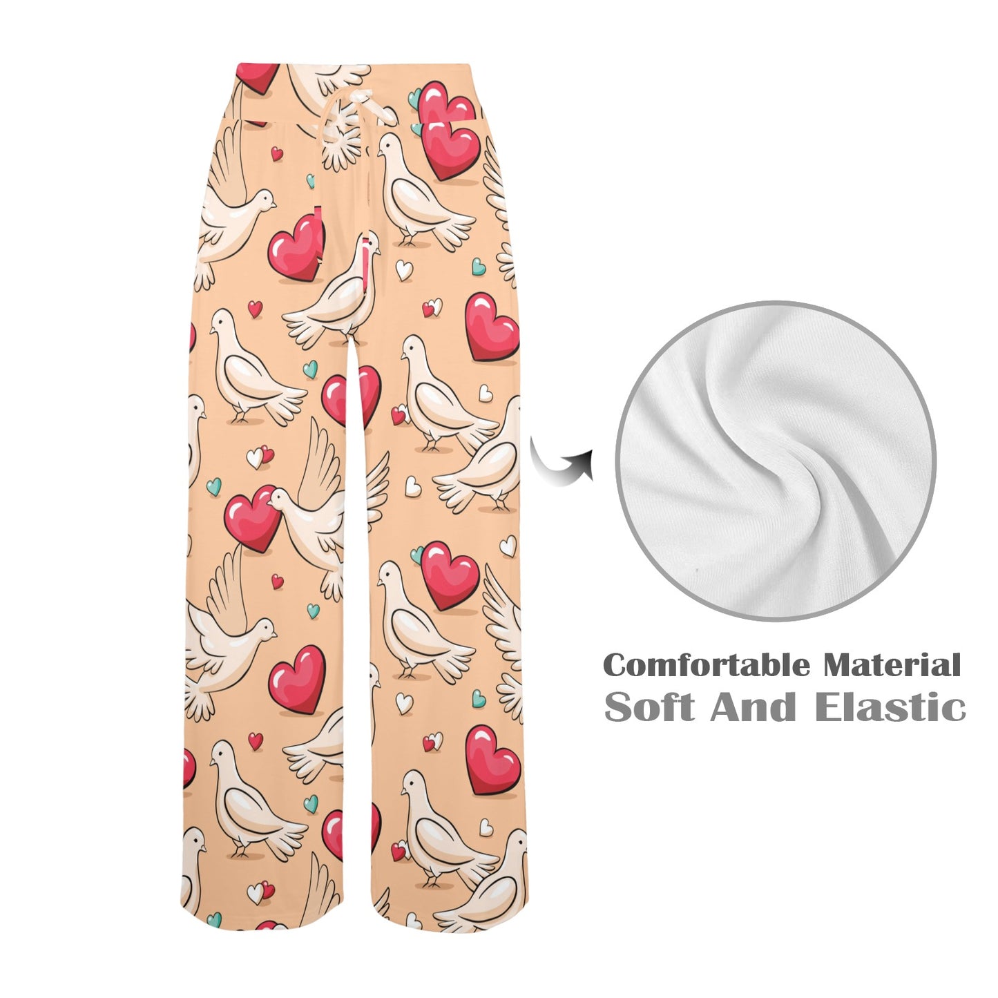 Pigeon Heart Pattern Print Design 04 Women's Wide Leg Lounge Pants