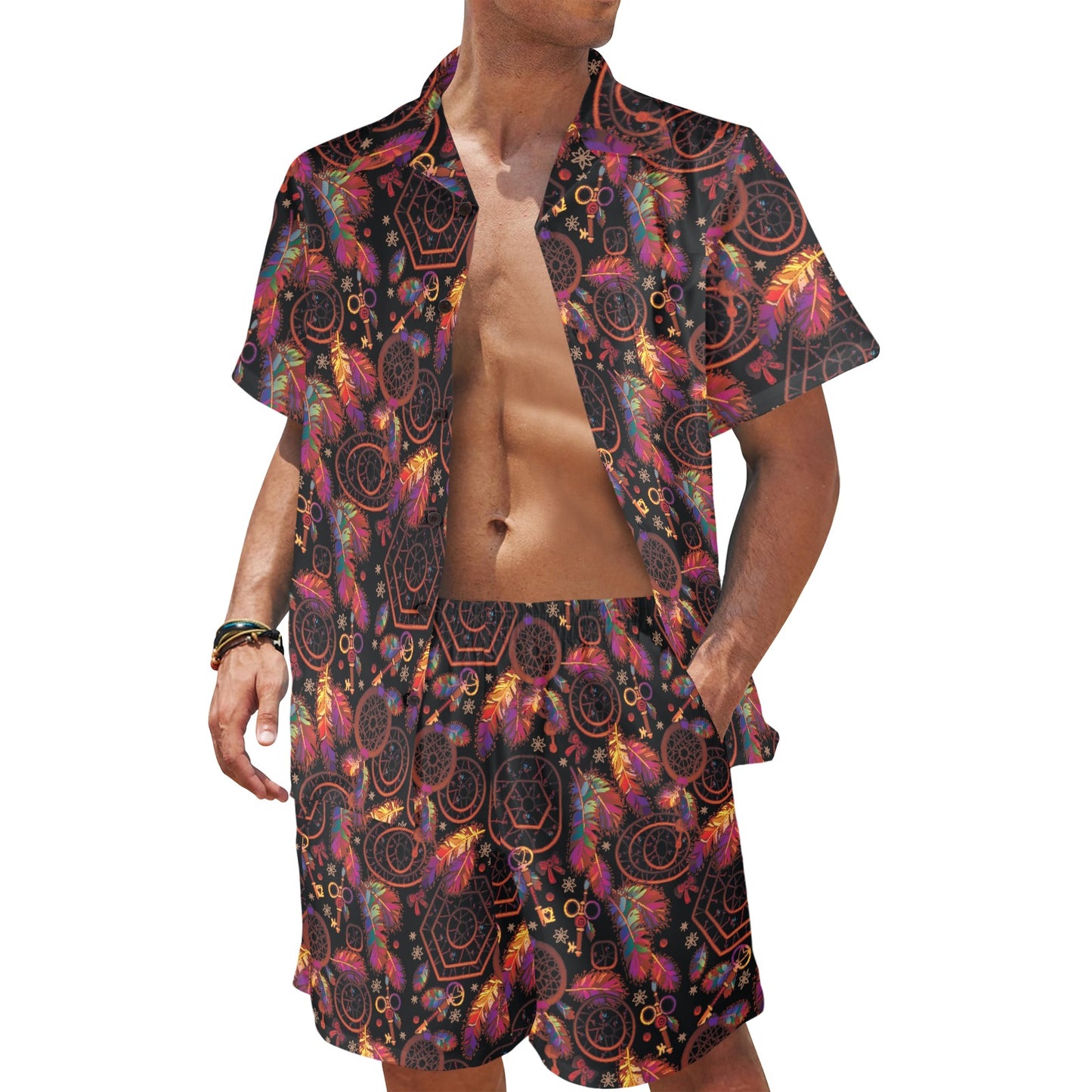 Dream catcher native american Men's Beach Shirt and Shorts Set