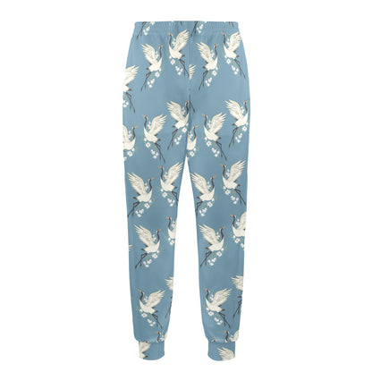 Crane Pattern Print Design 05 Men's Casual Track Pants
