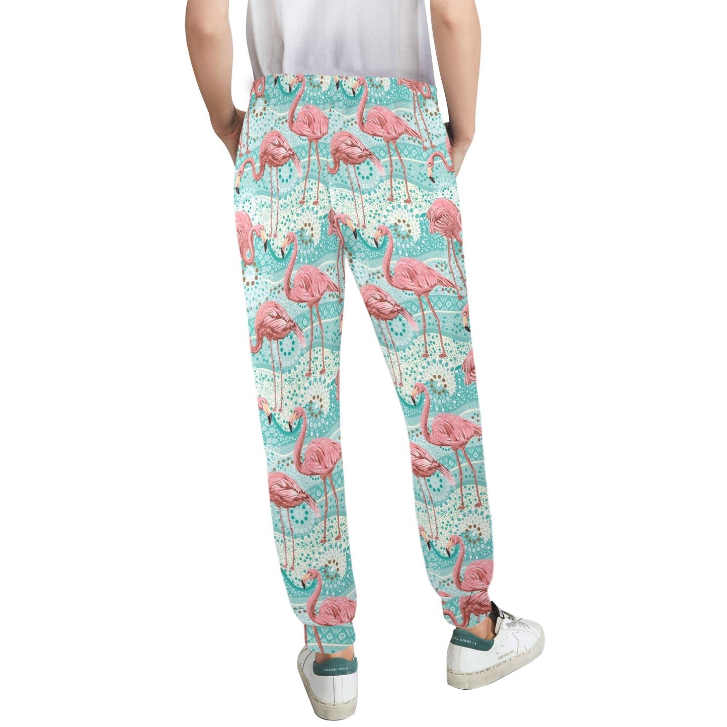 Flamingo Background Themed Print Women's Casual Track Pants