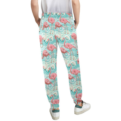 Flamingo Background Themed Print Women's Casual Track Pants