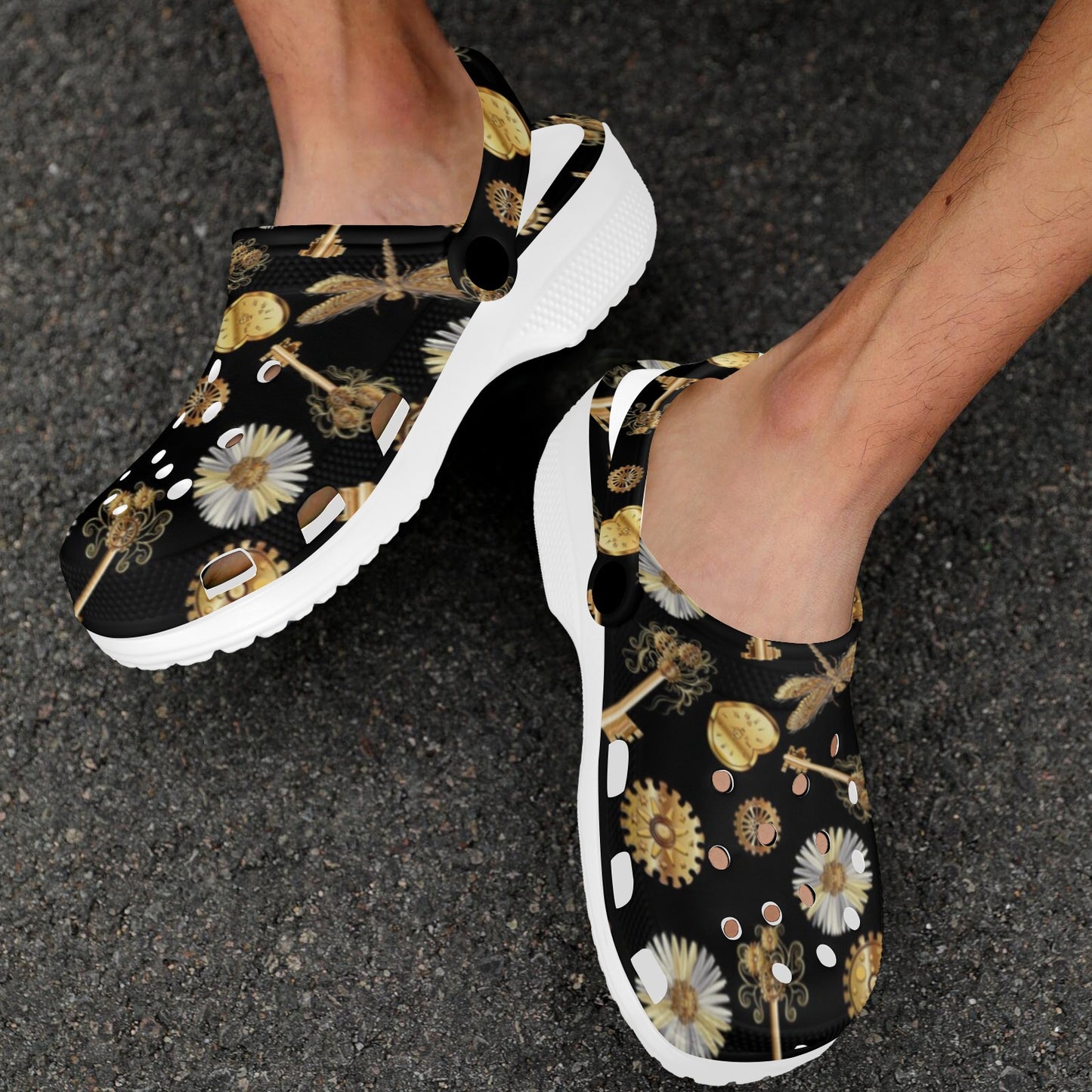Steampunk Dragonfly Design Themed Print Unisex Clogs Shoes